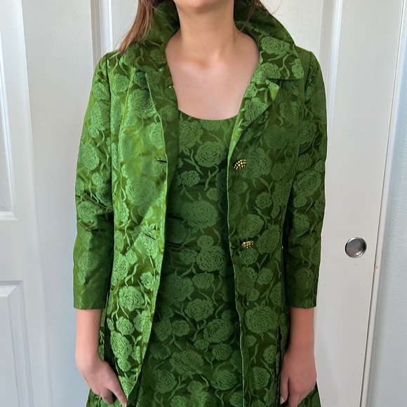 Vtg 1950s RARE Helga Emerald Green dress and jacket Vtg 10 = S/M now 2 pieces - Picture 5 of 14